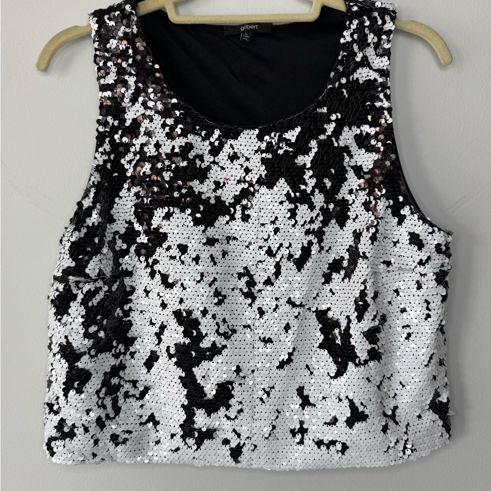 Gilbert Black & White Transforming Sequin Top – Size Large